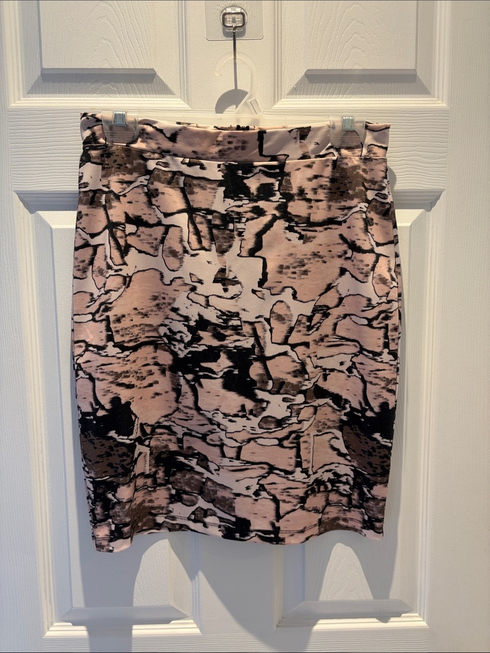 Abstract Blush Print Pencil Skirt